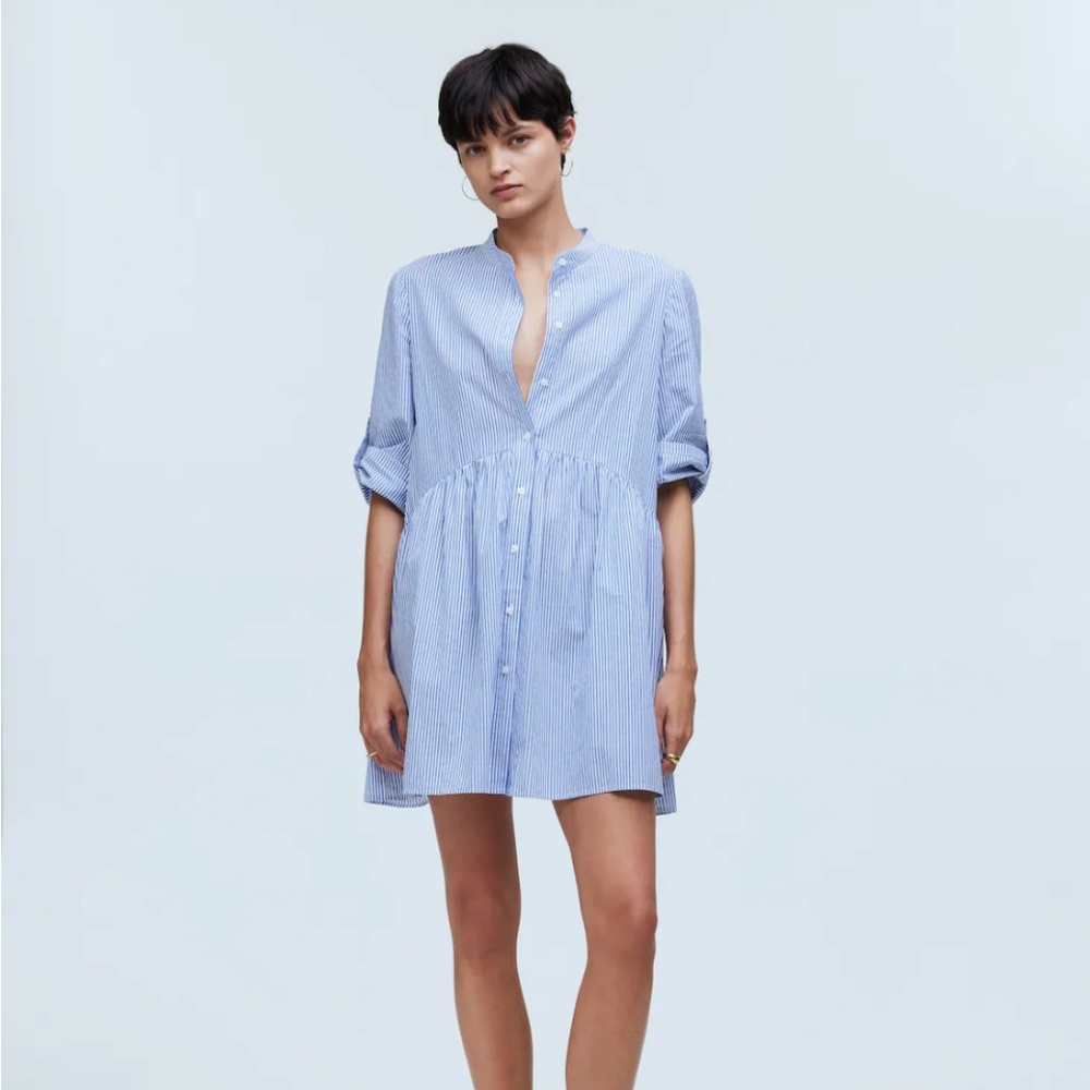 Madewell | Button-Front Gathered Mini Dress